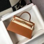Hermes Mini Kelly 19 Sellier Epsom Brown Bag For Women, Women's Handbags, Shoulder Bags 7.5in/19cm