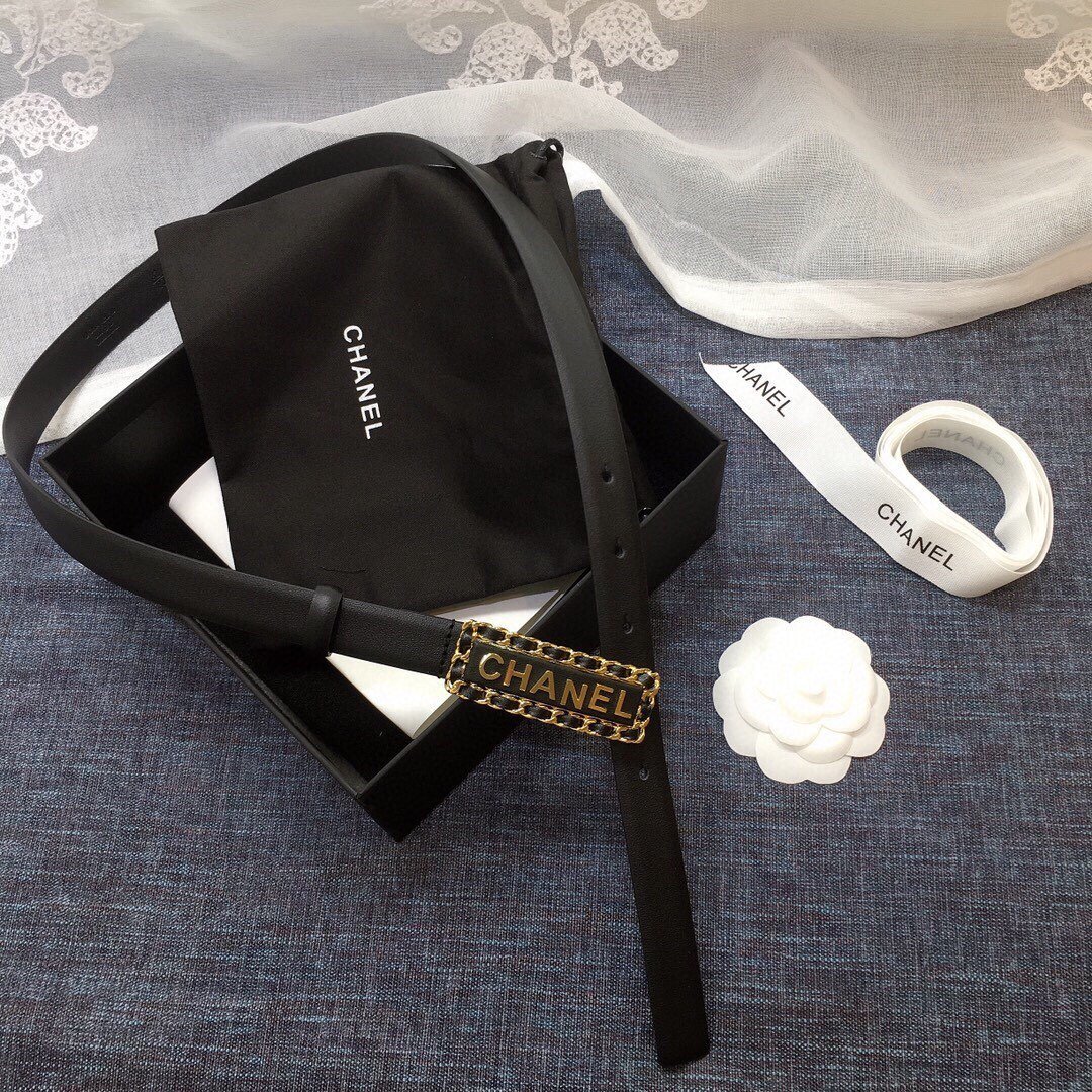 79a17f81.jpeg Chanel Belt With Chanel Signature Black with Gold-Toned Metal Hardware Women Belt - Image 1