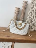 Chanel Small Hobo Bag Gold Hardware White - Image 7