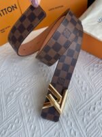 Louis Vuitton Twist Iconic Initiales LV Belt Damier Infini Canvas Brown Gold Finishing LV Belt - Image 3