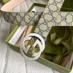 Gucci GG Supreme Belt With G Buckle Beige/Blue, 411924 KGDHN 4075 - Image 2