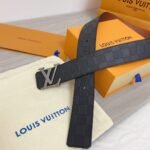 Louis Vuitton Initiales Reversible LV Belt in Damier Embossed with Silver Hardware Belt LV
