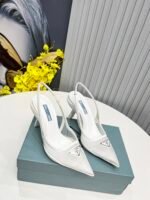 Prada Mesh Fabric Slingback Pumps White For Women PRD - Image 7