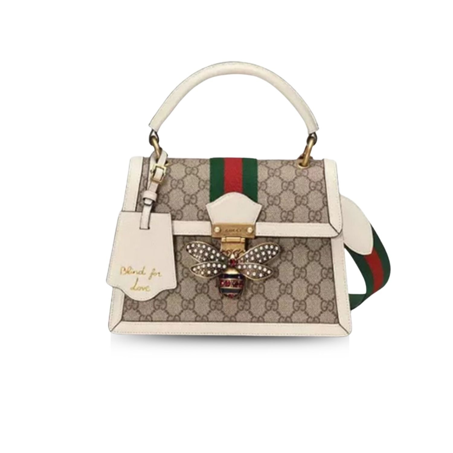 xr:d:DAGBeGYKeuI:630,j:4633502529342428475,t:24041008 Gucci Queen Margaret GG Small Top Handle Bag Beige And Ebony 476541 - Image 1