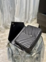 Saint Laurent College Large Chain Bag Black With Silver TonedHardware 600278BRM041000 - Image 8