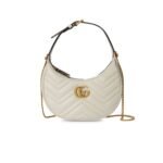 Gucci Marmont Half Moon Shaped Mini Bag White 699514 DTDHT 9022