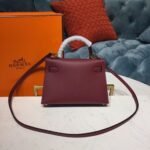 Hermes Mini Kelly Burgundy For Women Gold Toned Hardware 7.5in/19cm - Image 4