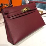 Hermes Mini Kelly Burgundy For Women Gold Toned Hardware 7.5in/19cm - Image 7