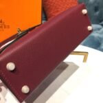 Hermes Mini Kelly Burgundy For Women Gold Toned Hardware 7.5in/19cm - Image 5