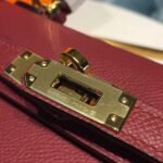 Hermes Mini Kelly Burgundy For Women Gold Toned Hardware 7.5in/19cm - Image 9