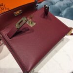 Hermes Mini Kelly Burgundy For Women Gold Toned Hardware 7.5in/19cm - Image 11