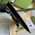 Gucci Marmont Pouch 12in/30.5cm Black Gold Toned Hardware For Men GG 475317 DJ20T 1000 - Image 5