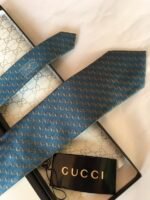 Gucci G Silk Jacquard Tie Blue GG Men Tie - Image 6