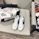 Gucci Women's Ace Sneaker With Bees And Stars White For Women GG 498205 AXWQ0 9098
