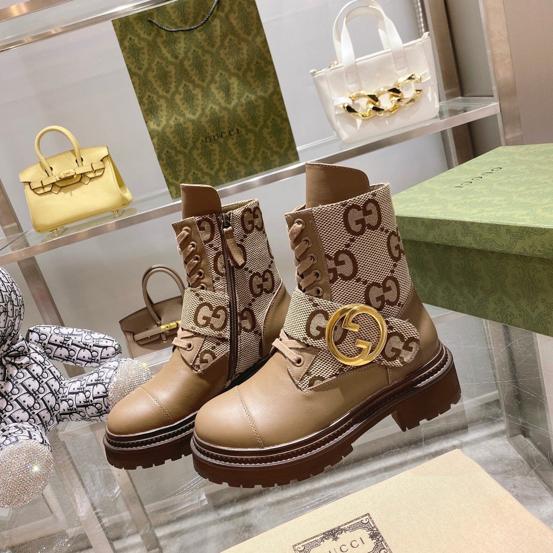837080f3.jpg Gucci Blondie Women's Ankle Boot Beige For Women GG - Image 1
