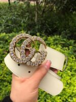 Gucci Belt Beaded Double G White GG, Women Belt ‎453260 - Image 5