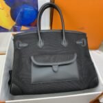 Hermes Birkin Cargo 35 Top Handle Bag 13.8in/ 35cm Black Silver Hardware For Women - Image 7