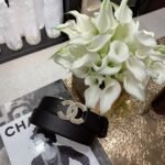 Chanel Twinkle Pearl Interlocking C Buckle Belt Black For Women - Image 6