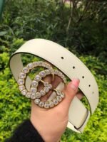 Gucci Belt Beaded Double G White GG, Women Belt ‎453260 - Image 3