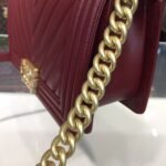 Chanel Boy Handbag Gold Toned Hardware Burgundy A67086 - Image 7