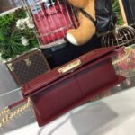 Chanel Boy Handbag Gold Toned Hardware Burgundy A67086 - Image 8