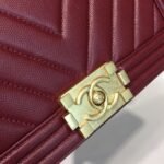 Chanel Boy Handbag Gold Toned Hardware Burgundy A67086 - Image 5