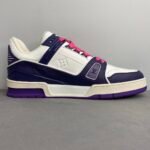 Louis Vuitton Trainer Sneaker Mix Of Materials White/Purple Virgil Abloh For Men LV - Image 2