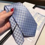 Gucci GG Pattern Silk Tie Sky Blue GG Men Tie 456520 4B002 4968 - Image 2