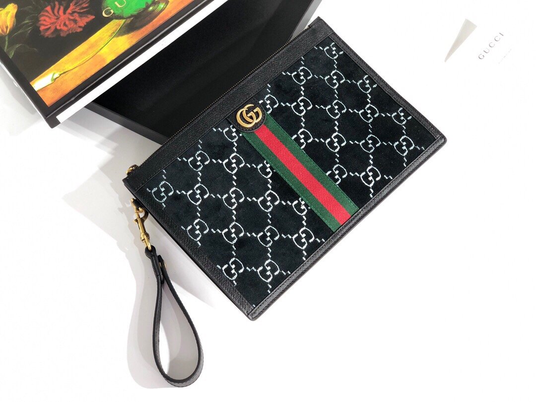 8d6c8f1f.jpg Gucci Off The Grid Pouch Black With Red and Green Stripes With Gold Toned Hardware For Men, Men's Pouch 12in/31cm GG - Image 1