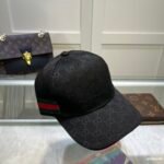 Gucci Original GG Canvas Baseball Hat With Web Black GG Hat - Image 2