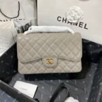 Chanel Classic Flap Bag Large Crossbody 11.8in/ 30cm Grey Gold Hardware For Women - Image 5