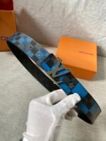 Louis Vuitton Reversible LV Belt Damier Graphite 3D Canvas Blue and Black LV Women Belt - Image 2