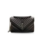 Saint Laurent College Large Chain Bag Black With Silver TonedHardware 600278BRM041000