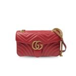 Gucci Marmont Small Matelassé Shoulder Bag Hibiscus Red 443497 DTDIT 6433