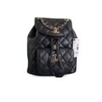 Chanel Duma Backpack Gold Toned Hardware Black AS1371
