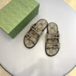 Adidas x Gucci Men's GG Slide Sandals With Strap Beige For Men ‎658020