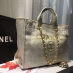 Chanel Deauville Tote Bag 15in/ 38cm Beige Tweed Canvas Gold Hardware For Women - Image 5