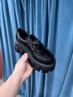 Prada Monolith Brushed Loafers Black For Women 2.4in/60mm - Image 4