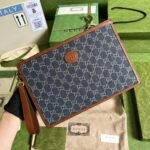 Gucci GG Wool Pouch With Interlocking G Black For Men, Men's Pouch 12in/31cm GG