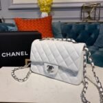Chanel Small Classic Handbag Silver Hardware White For Women, Women's Bags, Shoulder And Crossbody Bags 7.9in/20cm A01113 - Image 3