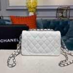 Chanel Small Classic Handbag Silver Hardware White A01113 - Image 4