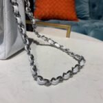 Chanel Small Classic Handbag Silver Hardware White A01113 - Image 7