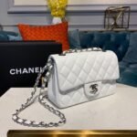 Chanel Small Classic Handbag Silver Hardware White For Women, Women's Bags, Shoulder And Crossbody Bags 7.9in/20cm A01113 - Image 5