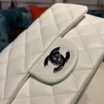 Chanel Small Classic Handbag Silver Hardware White A01113 - Image 8