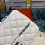 Chanel Small Classic Handbag Silver Hardware White For Women, Women's Bags, Shoulder And Crossbody Bags 7.9in/20cm A01113 - Image 9