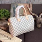 Louis Vuitton Speedy 30 Top Handle Bag 11.8in/ 30cm White/ Multicoloured Damier Azur Canvas Gold Hardware For Women N41370 - Image 2