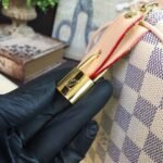 Louis Vuitton Speedy 30 Top Handle Bag 11.8in/ 30cm White/ Multicoloured Damier Azur Canvas Gold Hardware For Women N41370 - Image 7