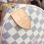 Louis Vuitton Speedy 30 Top Handle Bag 11.8in/ 30cm White/ Multicoloured Damier Azur Canvas Gold Hardware For Women N41370 - Image 11