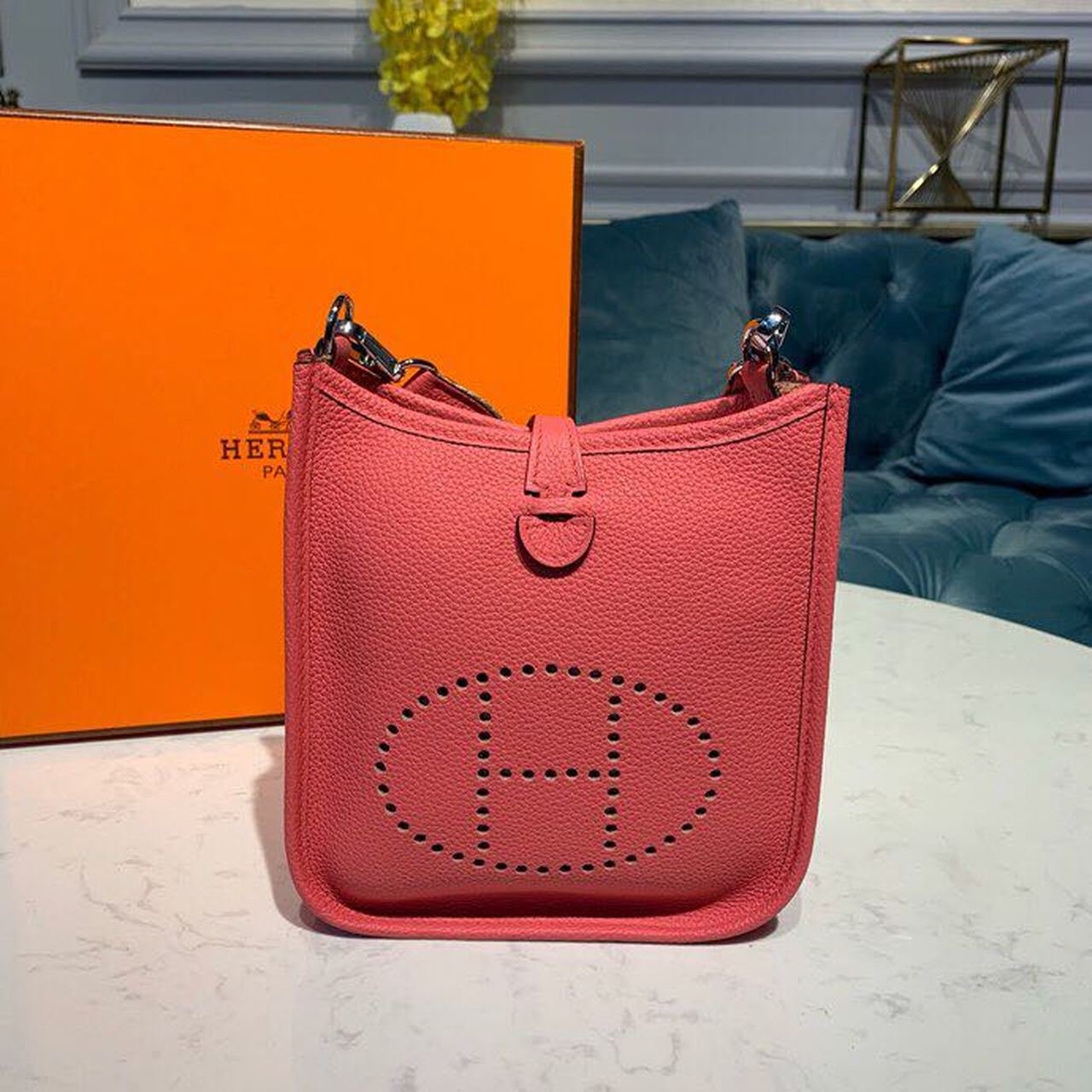 939011564343559_.pic__24808.1564352863.jpg Hermes Mini Evelyne Pink For Women 7.8in/20cm - Image 1