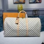 Louis Vuitton Keepall Bandouliere 55 Travel Bag 21.7in/ 55cm Damier Azur Gold Hardware N41429 - Image 3